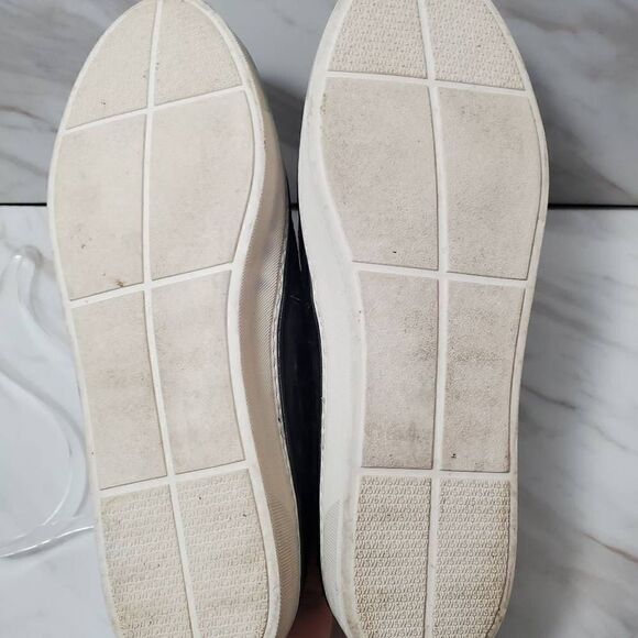 Stuart Weitzman Black White Leather Slip On Sneakers Size 9 - Picture 5 of 6